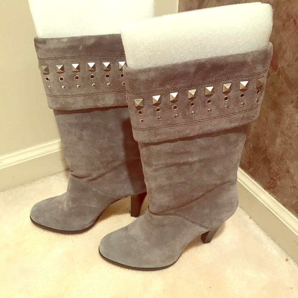 Barely Worn Michael Kors Grey Suede Stud Boots